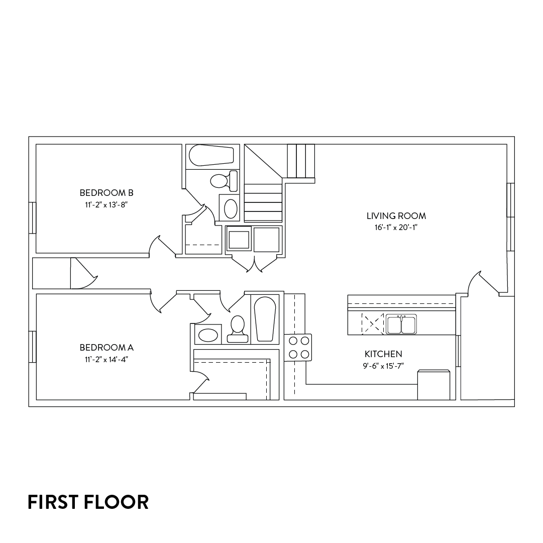 4x4 Townhome_Updated Interior_1st Floor_2D