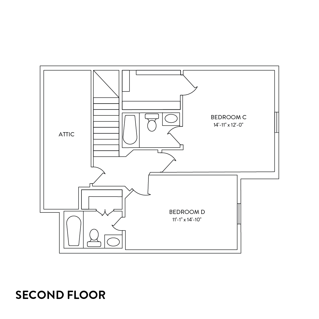 4x4 Townhome_Updated Interior_2nd Floor_2D