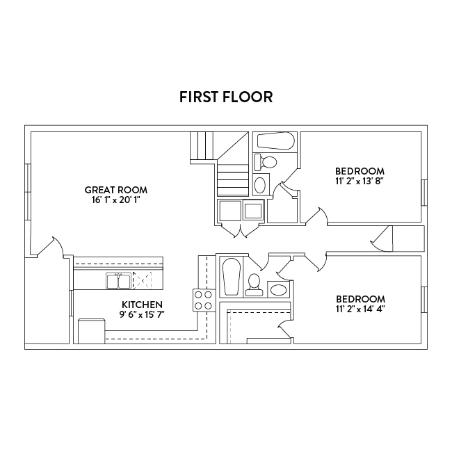 4x4 Townhome 1st Floor Floor Plan