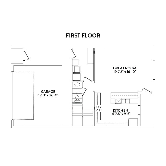4x4.5 Townhome 1st Floor Floor Plan