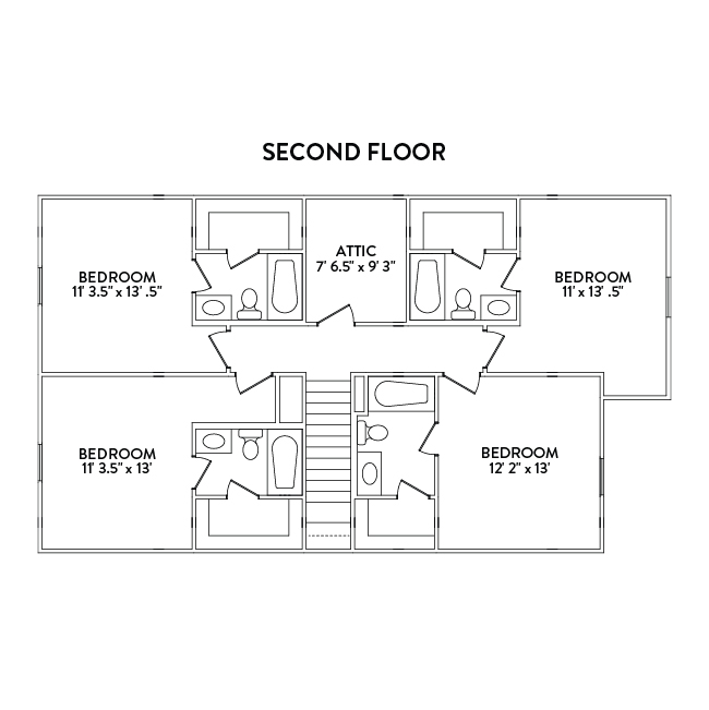 4x4.5 Townhome 2nd Floor Floor Plan