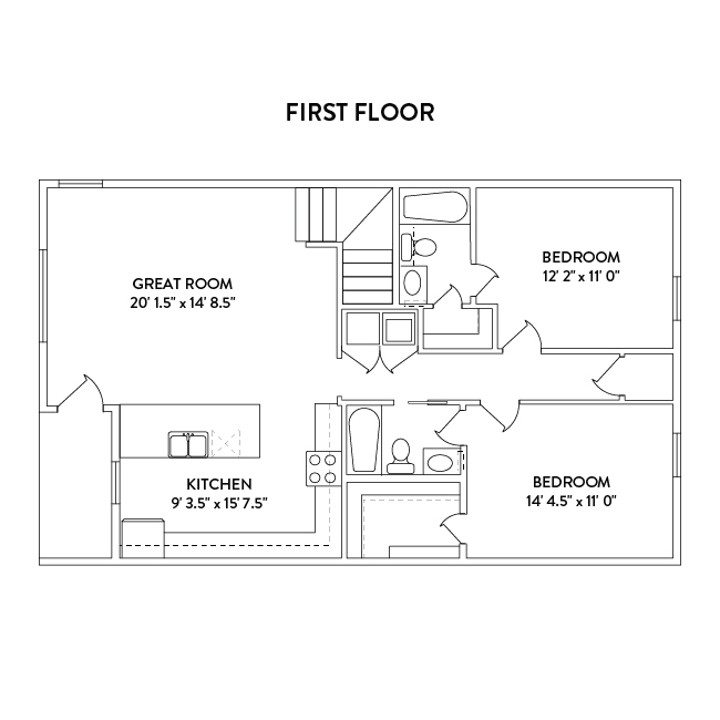 5x5 Townhome 1st Floor Floor Plan